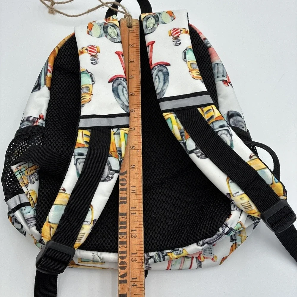Kids Construction Vehicle Backpack Watercolor Trucks Preschool Bag Reflective